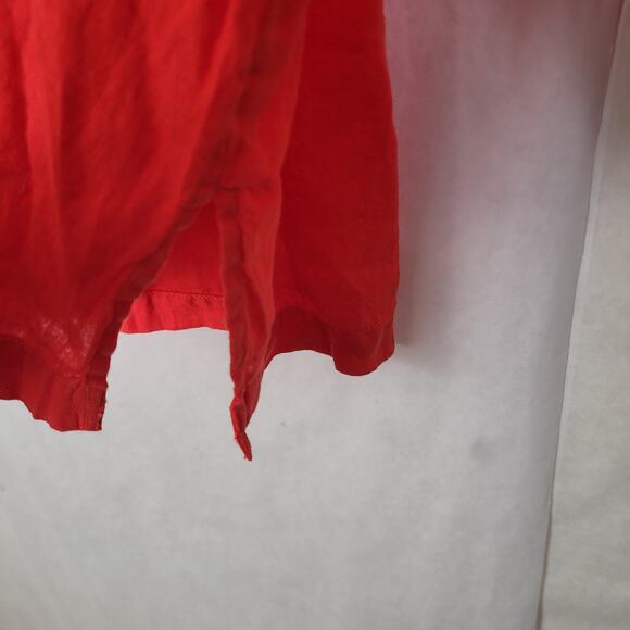 New Sigrid Olsen orange linen tunic top Size Large crocheted lace Lagenlook Boho - Picture 6 of 9